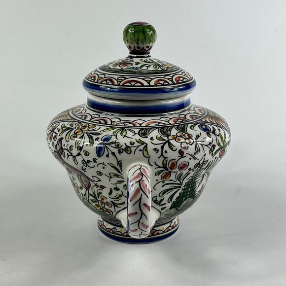 Ceramicas de Coimbra Hand Painted Portugal Floral Teapot 6.5"x9" Folk Art Glazed - Picture 3 of 11